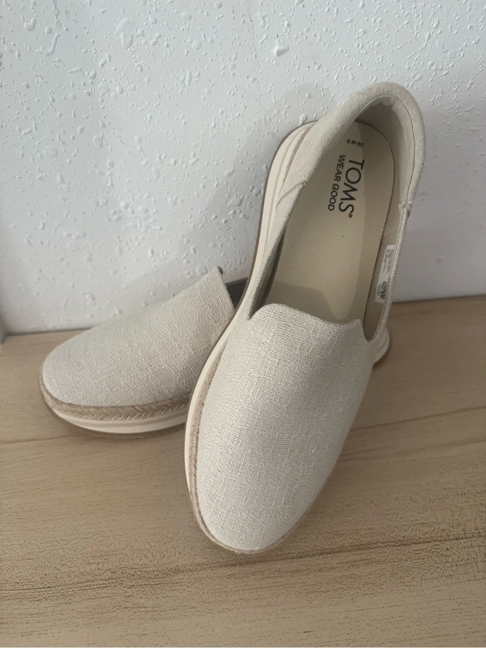 Toms Neutral Cream Slip-On Espadrille Platform Loafers